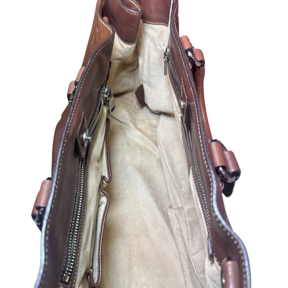 PRADA Nocciolo Brown Soft Calfskin Leather Large Satchel Tote Bag Auth - Picture 12 of 16